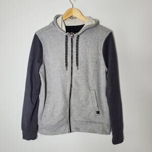 Prana Grey Full zip two tone hooded sweatshirt athleisure Size Small